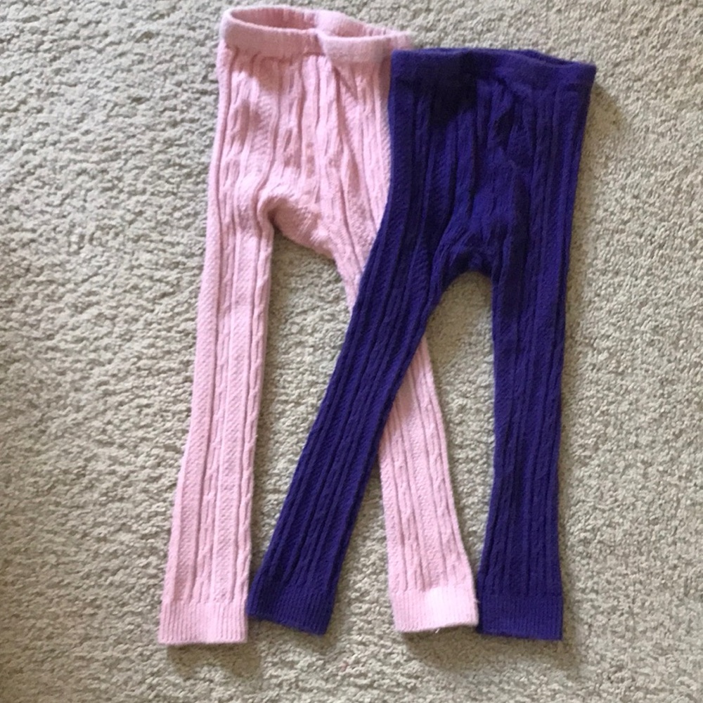 Girls cable knit tights/leggings without feet. Size 2-3